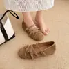 Zapatos de Ballet Suaves para Mujer Verano 2026 Nuevo Estilo con Aumento Interno de Altura, Punta Cuadrada, Lazo y Hebilla de Cinturón, Zapatos Mary Jane Bajos