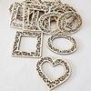Accesorios hechos a mano para bricolaje, madera original de color melocotón, corazón, corte láser, procesamiento, ventana, flor, marco de fotos, accesorios, parche de dibujos animados, virutas de madera