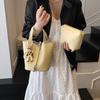 Bolso de Cubo Portátil con Patrón de Lichi para Mujer 2025 Nuevo Estilo Simple Casual de Hombro Cruzado Sensación de Alta Gama Bolso Cesta de Verduras