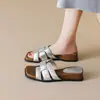 Sandalias de cuña de suela gruesa de verano para mujer Chuyuji, cómodas para usar al aire libre, chanclas de una tira con punta cuadrada, talla grande