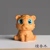 Acessórios de chaveiro com pingente de zodíaco Tigre em sândalo vermelho, artesanato em escultura de madeira de sândalo verde, acessórios de pingente de tigre fofo fofo