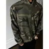 Sudadera con capucha Camuflaje Lavada Desgastada Retro Americana Hombres Mujeres Corte Limpio Chaqueta Cárdigan de Punto Gofrado Ropa de Otoño