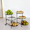 Plato de Frutas de Tres Niveles Dorado Plato para Pasteles Soporte para Pasteles Entrada Lujo Acero Inoxidable Herrería Desmontable Plegable Plato Dispensador para Boda