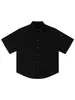 Camisa de Estilo Coreano Disfrazada Nanxia Estilo Neutro Patchwork Deconstrucción Cuello Polo Bolsillo de Corte Oblicuo Manga Corta Camisa de Verano para Pareja