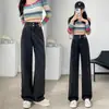 Calça Jeans Reta Estreita Forrada com Lã Feminina Outono e Inverno Retro Cintura Alta Emagrecedora Perna Larga Ligeiramente Grossa com Cobertura de Quadril