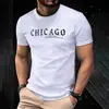 Camiseta de Moda para Hombre de Manga Corta con Estampado de Letras Nuevo de Verano Camiseta Casual de Cuello Redondo