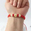 Pulseira Trançada Pedra Luminosa Doze Signos do Zodíaco Fio Vermelho Fio Preto Contas Luminosas Pulseira de Casal Estudante Feminina Atacado