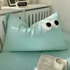 Nueva funda de almohada de un solo producto teñida en hilo - Serie de bordado de toalla con ojos grandes - Funda de almohada, bonita y cómoda