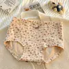 Ropa Interior Femenina de Algodón Puro Estampado Floral Pastoral Algodón de Bebé Clase A Antibacteriana Entrepierna Extendida Ropa Interior Femenina Boxer Ajustados al Cuerpo para Mujer