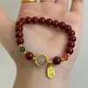 Diretamente do Fabricante, Pulseira de Cinábrio Mineral Cru Natural, Areia Dourada Roxa de Baixo Teor, Pulseira de Cinábrio Estilo Chinês Novo, Presente Retrô