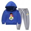 Conjunto de Suéter con Capucha para Niños Otoño e Invierno 2023 Estilo Occidental Nuevo para Niños Medianos y Grandes Ropa de Invierno Gruesa y Cálida con Forro de Felpa