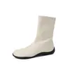Botines cortos de moda y sencillos estilo coreano de 2 cm, nuevo modelo otoño e invierno 2026, puntera redonda, suela plana, botines ajustados elásticos sin cordones