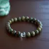 Pulseira de Sândalo Verde Jade Hetian Cabaça Masculina e Feminina Novo Verão 2025 Presente Pulseira de Contas de Madeira Buda