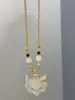Collar de cuerda hecho a mano con colgante de máscara de zorro de diseño exclusivo, collar de moda de lujo