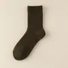 Calcetines de Lana al por Mayor para Hombre, Calcetines de Media Caña Antifrío Forrados de Polar para Otoño e Invierno, Calcetines Gruesos de Color Sólido Zhuji, Calcetines de Rizo