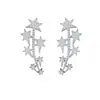 Pendientes de estrella de plata de ley S925 totalmente incrustados con moissanita, pendientes largos de tres meteoros, pendientes largos de moissanita