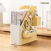 Suporte de livro estante de arquivos suporte de livro de mesa prateleira estante de armazenamento de escritório estante de livros móvel de lado de mesa estante de papelaria simples