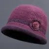 Sombreros para mujeres de mediana edad y mayores, otoño e invierno, para madres, forrados de polar, cálidos, sombreros de lana tejidos, para señoras mayores, de pelo de conejo, de ala ancha, sombreros de algodón
