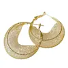 Pendientes de Malla Fina con Diamantes Brillantes de Lujo Ligero para Mujer, Pendientes de Diseño Nicho, Clips para Orejas Circulares, Aros de Malla para Orejas, Pendientes de Alta Gama