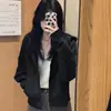 Chamarra Sudadera Corta con Capucha para Mujer Primavera y Otoño Estilo Coreano Nuevo Estilo 2025 Casual Cremallera Top Sudadera Jimo para Personas Bajas