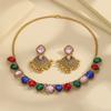 Traje de Joyería Elegante Exagerado Retro Europeo y Americano Accesorios de Lujo para Cena Collar Aretes Geométricos Redondos Cuadrados para Mujer