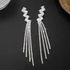 Moda Europea y Americana Pendientes Largos con Borlas Zirconia Pedrería Cadena de Garras Pendientes Joyería al por Mayor Estilo Nightclub para Mujer E803