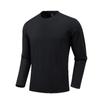Estilo Nuevo Sin Costuras Prensado Color Puro Cuello Redondo Drapeado Sedoso Elástico Deportivo Manga Larga Camiseta Base para Hombre Camiseta de Manga Larga para Hombre