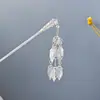 Grampo de Cabelo Estilo Étnico com Franjas Geométricas Vazadas, Grampo de Cabelo Moderno com Gotejamento de Óleo em Formato de Gota d'Água, Acessório de Cabelo Hanfu para Mulheres