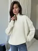 Amazon eBay Ropa de Mujer Primavera Otoño Nueva Capa Base Ropa Exterior Versátil Tejido Estilo Perezoso Cremallera Suelto Suéter