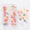 6 piezas de resina en caja con flores para decoración de uñas, cuentas doradas y plateadas, flores de cinco pétalos, joyería para uñas, transfronteriza, nuevo