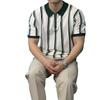 Verano nuevo suéter seda de hielo manga corta camisa POLO para hombre media cremallera camiseta a rayas marea comercio exterior transfronterizo mayoreo