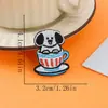 Patch Bordado de Cachorro em Xícara de Chá Desenho Animado, Patch Bordado Fofo, Patch Autoadesivo para Passar a Ferro, Decoração de Fita, Acessórios de Bordado