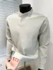 Moletom Masculino de Tricô Waffle com Gola Alta Pequena, Versátil Top de Meio Abertura para Primavera e Outono 2026, Camiseta de Manga Longa com Gola Henley