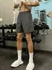 Pantalones Cortos de Secado Rápido con Remaches Morados para Hombre, Pantalones Cortos de Playa Transpirables de Seda Helada con Pliegues de Verano, Pantalones Cortos Deportivos de Fitness de Longitud Tres Cuartos Estilo Americano
