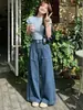 Pantalones de Mezclilla Azul Oscuro de Pierna Ancha para Mujer, Nuevo Estilo Verano 2026, Cintura Alta, Adelgazantes, Sueltos, Modernos, Versátiles y Favorecedores Pantalones Casuales