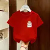 Camiseta de Manga Corta de Algodón Puro con Estampado de Dibujos Animados Nuevo para Verano, Versátil, Casual, para Niños Medianos y Grandes, Tops para Niñas