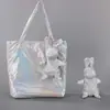 Tela Impermeable a Cuadros Oso Bolsa Tote de Almacenamiento para Compras en Supermercado Bolsa de Compras Plegable Bolsa de Almacenamiento Venta al por Mayor