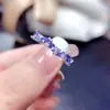 Anillo de Tanzanita Natural Popular al por Mayor de Fábrica Plata S925 Incrustado con Piedra Principal 2*4 Fábrica de Joyería de Lujo Venta Directa
