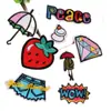Adesivo de Tecido Bordado Binyan Carimbos de Bordado para Computador Moda DIY Morango Diamante Guarda-chuva Decoração de Roupas Adesivo Patch Adesivo