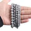 Piedra Natural Piedra de Sésamo Cuentas Sueltas Pulsera de Cuentas Redondas Accesorios de Joyería con Cuentas Pulsera de Piedra Natural Hecha a Mano DIY para Mujer Venta al por Mayor