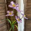 Nova Flor Artificial Tulipa Aberta de Cinco Cabeças Impressa em 3D Decoração de Casa Ornamento para Sala de Estar Arranjo Floral de Casamento