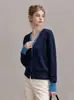Suéter de punto slim-fit estilo francés para mujer, versátil para el trabajo, con un diseño único y sofisticado, manga larga