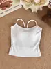 Camisole de alça acolchoada branca com decote em U estilo miu para mulheres, top sem mangas para usar por baixo, sexy, quente, para o verão, pura desejo