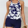 Traje de baño de dos piezas para mujer estilo europeo y americano 2026, Tankini con estampado, Traje de baño de comercio exterior transfronterizo de Amazon