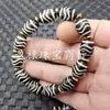 Pulseira de Jade com Contas Dzi de Ágata Estilo Antigo com Dente de Tigre, Nove Olhos, Três Olhos, Conta Dzi Nobre e Pulseira de Jade Passepartout