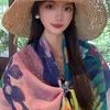 Pañuelo de algodón Lanyanhuasi para mujer de 110 cm cuadrados, estilo pastoral, adecuado para viajes a Xinjiang y Tíbet, fotografía, pañuelo para la cabeza, protección solar, chal para aire acondicionado para el verano