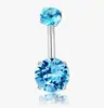 Liga de titânio F136 zircônia cravação G23 titânio quatro garras dupla cabeça diamante espiral interna piercing de umbigo saída de fábrica