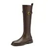 Botas Altas de Moda por Encima de la Rodilla para Mujer, Botas Altas Forradas de Borrego para Otoño e Invierno, Botas de Montar Adelgazantes de Suela Plana