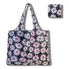 Sacola de Compras Dobrável, Bolsa Quadrada de Tecido Floral, Bolsa Tote Portátil e Resistente, Sacola Ecológica para Compras de Supermercado, Bolsa Impermeável para Armazenamento