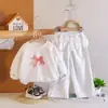 Conjunto de Niña Primavera y Otoño Elegante Bebé Marca de Moda Estilo Coreano Sudadera con Capucha con Adorno de Encaje Lazo Ropa Deportiva de Moda para Niños
